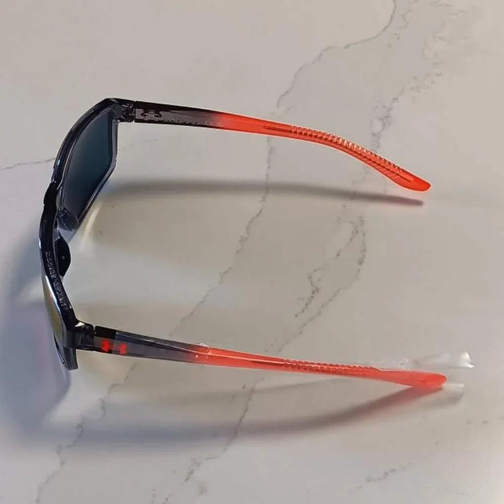 UNDER ARMOUR KICKOFF Sunglasses Red Mirror Lens Rectangular Gray Frame NEW